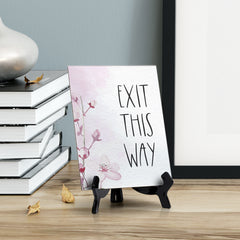 Exit This Way Table Sign with Easel, Floral Vine Design (6 x 8")