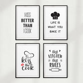 Kitchen Cook (Set of 4) UNFRAMED Print Home Décor, Wall Art