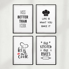 Kitchen Cook (Set of 4) UNFRAMED Print Home Décor, Wall Art