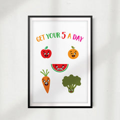 Get Your 5 A Day Fruit & Vegetables UNFRAMED Print Emoji Wall Art