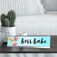 Boss Babe, Aqua Desk Sign (2 x 8")