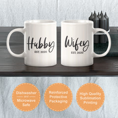 Hubby Wifey Est. 2020 2-Pack Coffee Mug