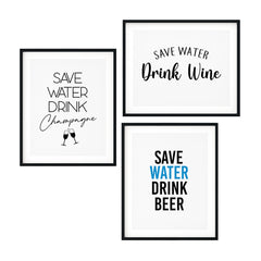 Funny Drinking Decor Wall Art UNFRAMED Print (3 Pack)