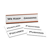 Motivational We Keep Working Word Play Nameplate, Rose Gold Desk Sign, Novelty Gift Nameplate, 6 Interchangeable Tiles (2 x 8")