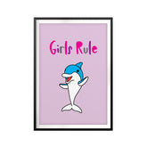 Girls Rule Kids UNFRAMED Print Kids Bathroom Wall Art