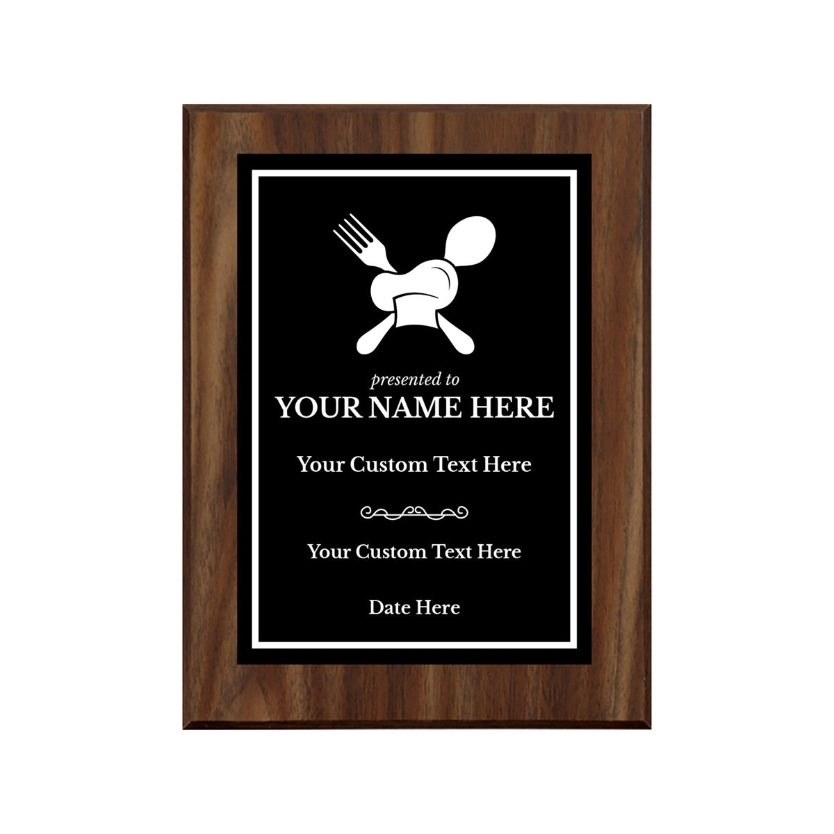 Cooking Competition and Chef Customizable Award Plaque |Easel Mount Option | Recognition of Achievement and Service Personalizable Plaques