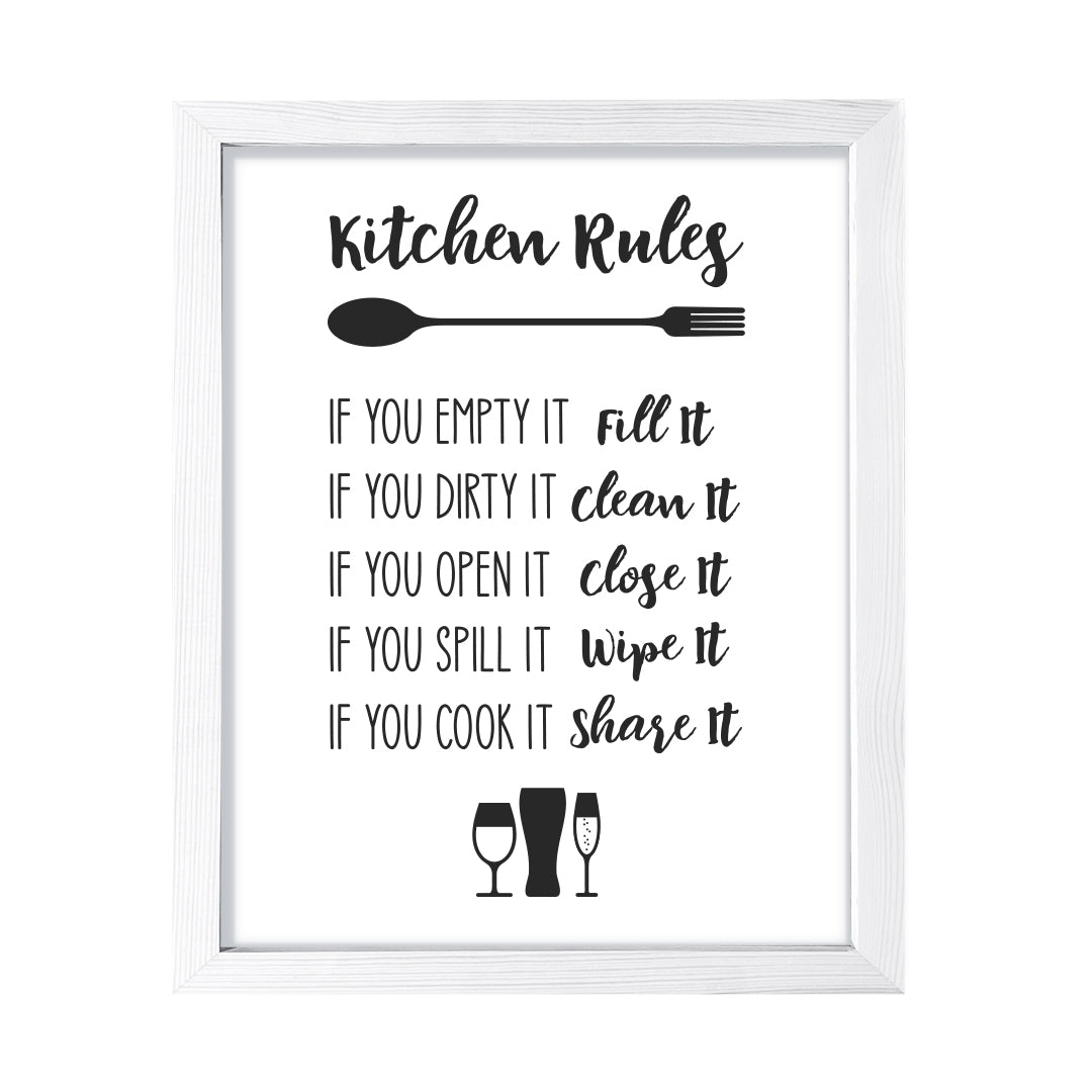 Kitchen Rules, Framed Wall Art, Home Décor Prints