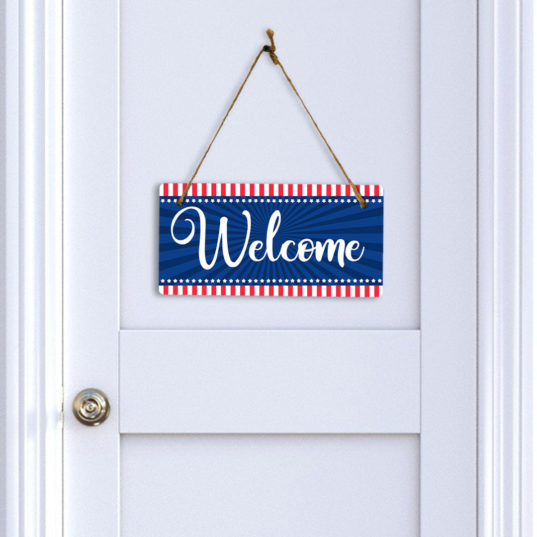 Welcome 5x10 Hanging Plus Wall or Door Sign | USA Home Decor