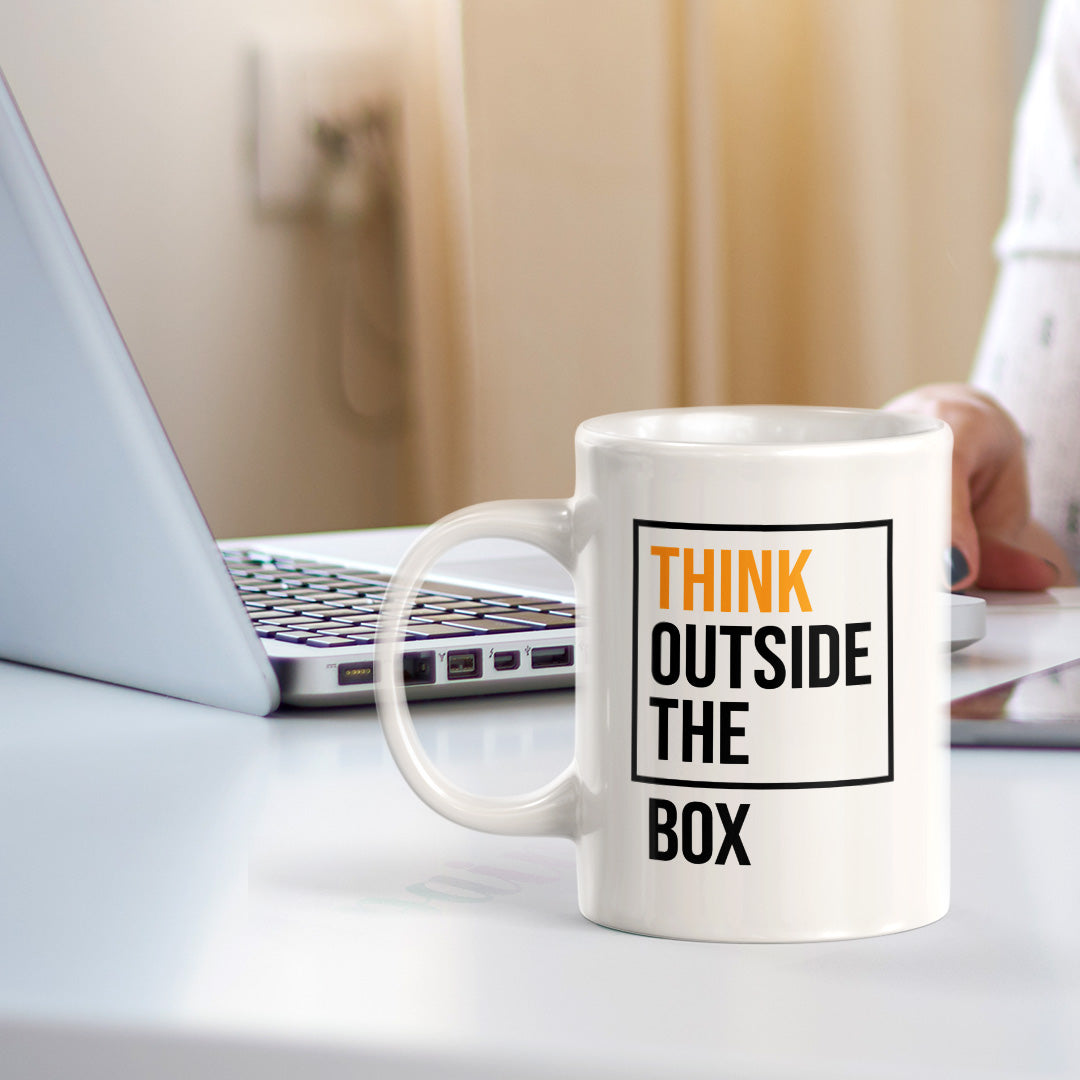 Think Outside The Box 11oz Plastic or Ceramic Mug | Positive Affirmations and Motivation | Office and Home