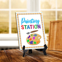 Signs ByLITA Painting Station 1, Table Sign with Acrylic Stand (6x8“)