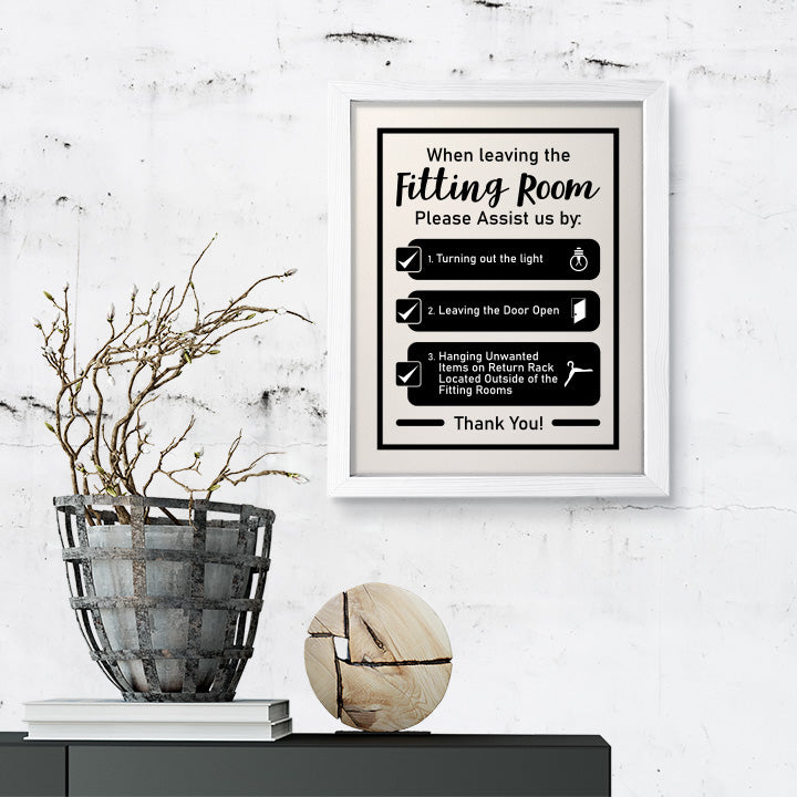Designs ByLITA When Leaving The Fitting Room Please Assist Us By, Wall Print Art | Retail Store Decoration (Unframed or Framed)