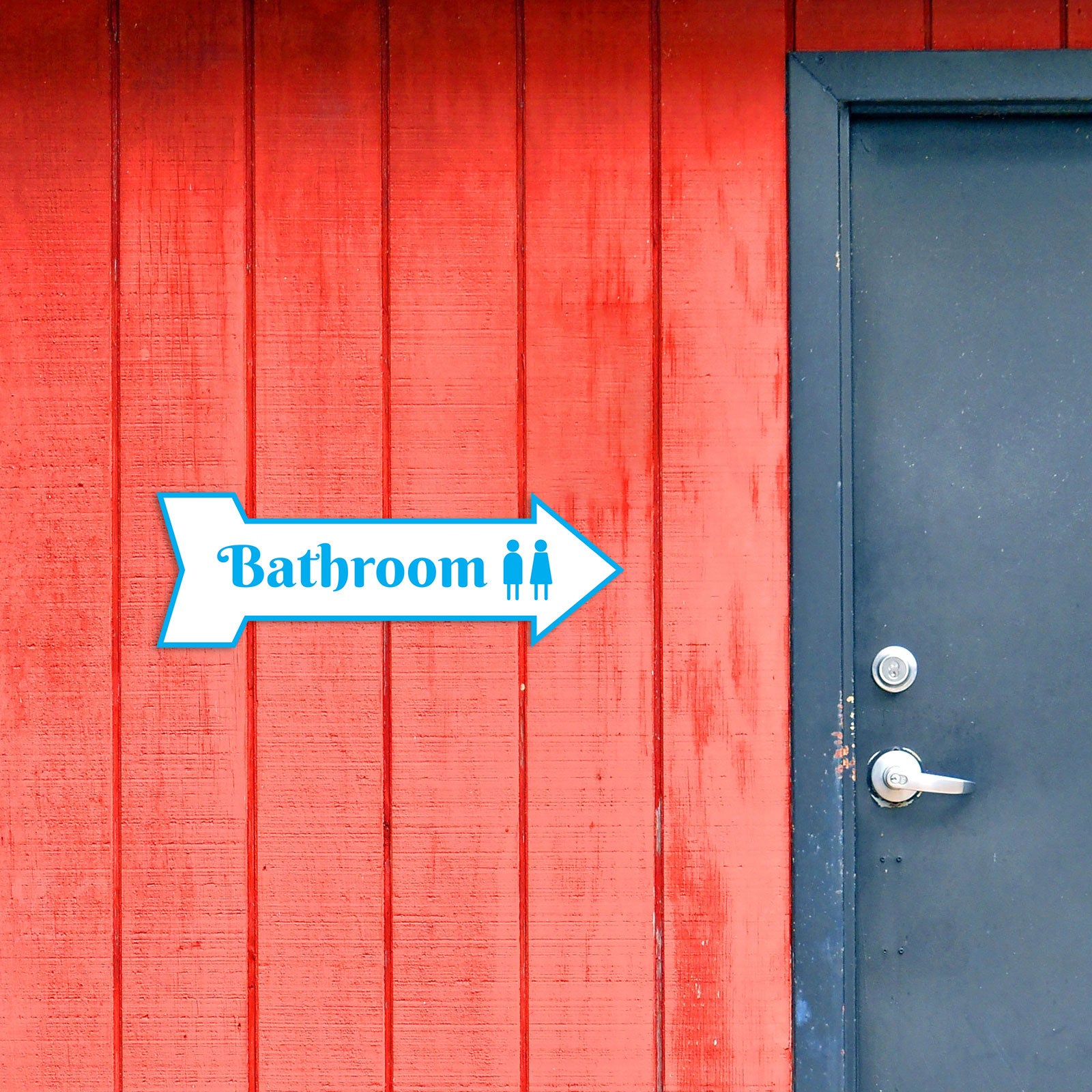 Arrow Shape Bathroom 12x4" Wall or Door Sign | Restrooms Signage