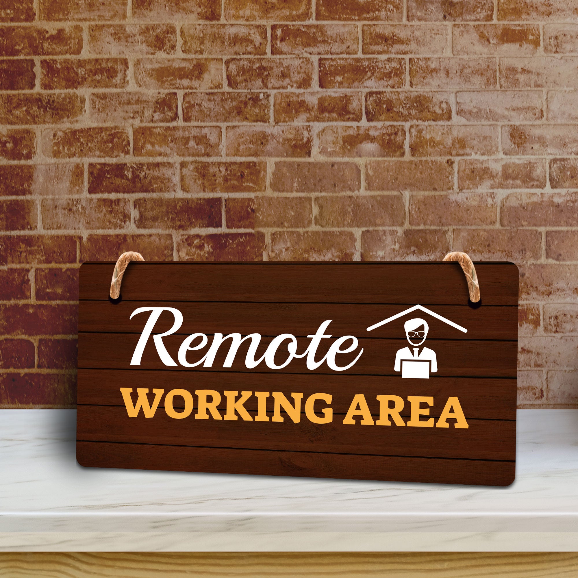 Remote Working Area 5x10 Hanging Plus Wall or Door Sign | Cafe Etiquette Signage