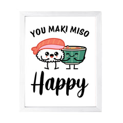 Designs ByLITA You Maki Miso Happy, Framed Print Inspirational Wall Art | Decoration For Sushi Lovers
