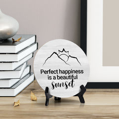 Signs ByLITA Round Perfect Happiness Is a Beautiful Sunset Table Sign (5x5")