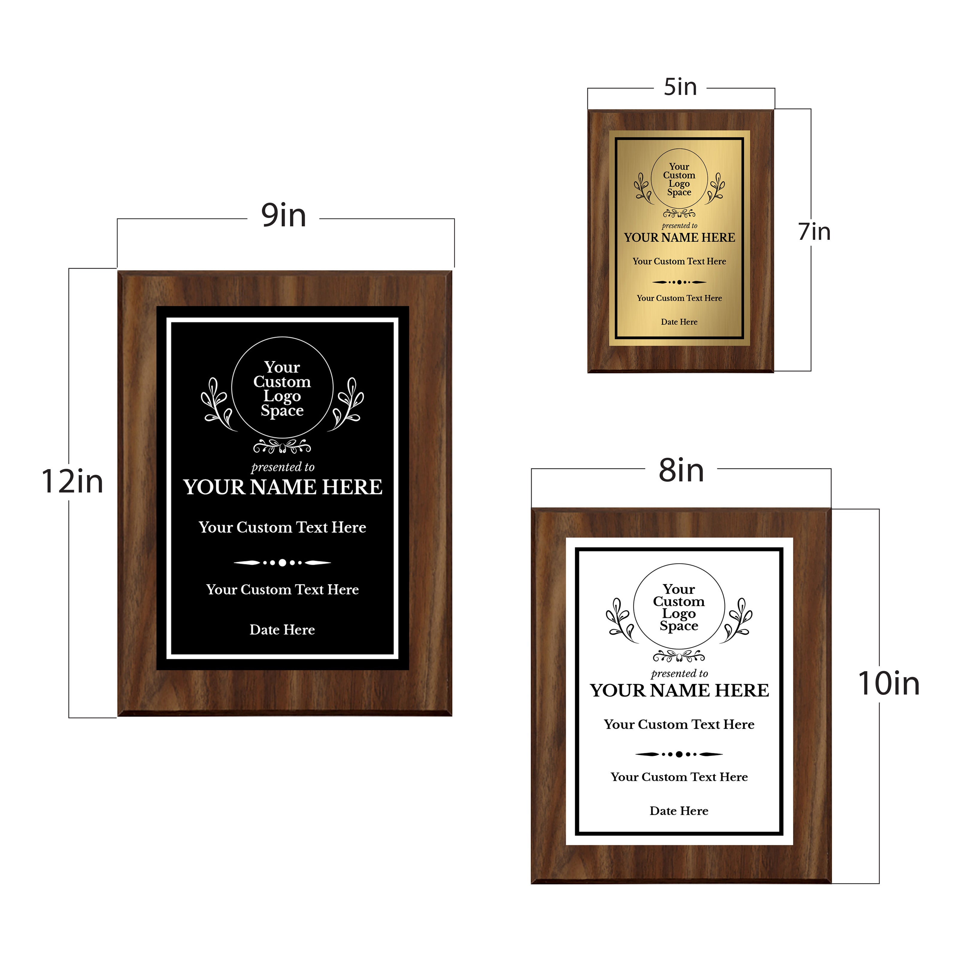 Custom Insert Your Logo (Circle) Wreath Award Wooden Plaque | Recognition of Achievement and Service Personalizable Plaques