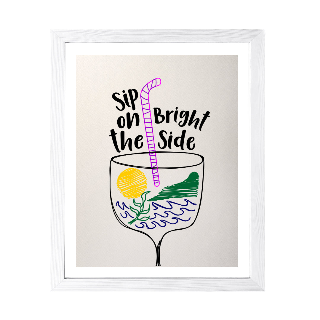 Designs ByLITA Sip On The Bright Side, Wall Print Art | Retro Bar Decoration