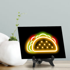 Taco Neon Graphic Style Table Sign with Acrylic Stand (6x8“) | Live Streamer Gaming Themed Decoration