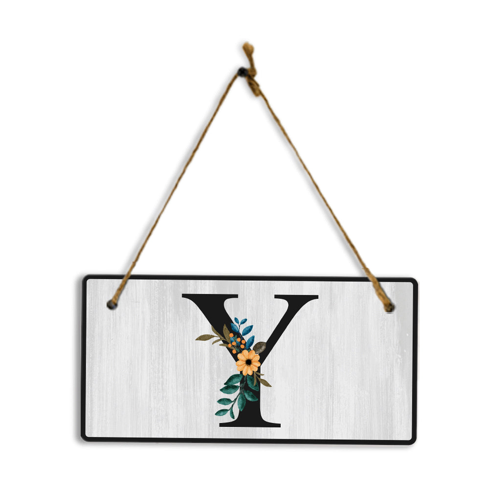 Y Flower Decor 5x10 Hanging Wall or Door Sign | Alphabet Letter Room Decoration