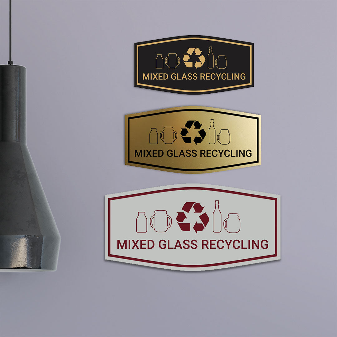 Fancy Mixed Glass Recycling Wall or Door Sign