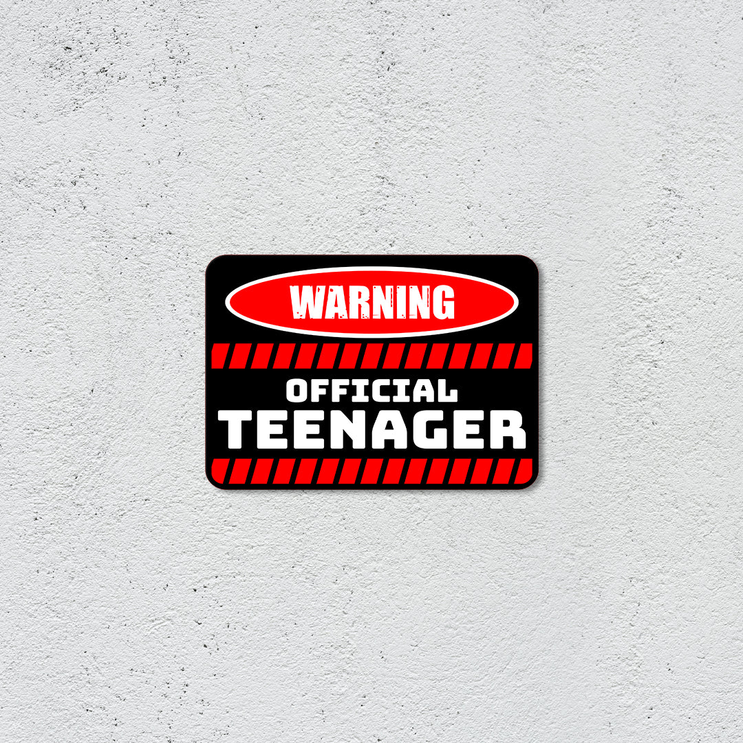 Classic Framed Plus Warning Official Teenager Wall or Door Sign | Novelty Funny Warning Signs