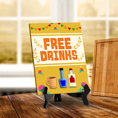 Signs ByLITA Free Drinks 2, Table Sign with Acrylic Stand (6x8“)