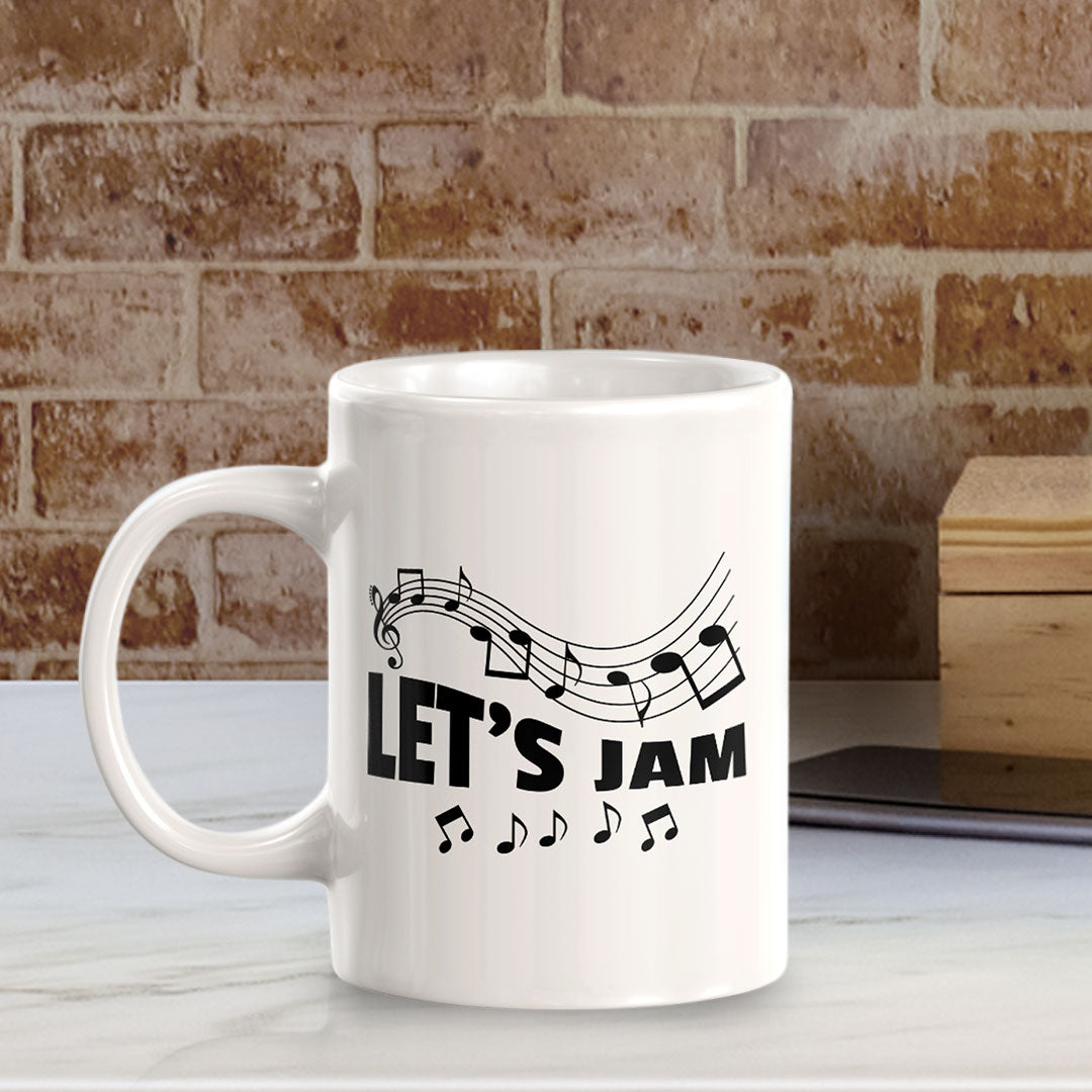 Let's Jam 11oz Plastic or Ceramic Mug | Novelty Cup for Musicians