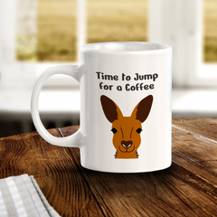 Time to Jump for a Coffee Kangaroo 11oz Plastic/Ceramic Coffee Mug | Funny Animal Mugs