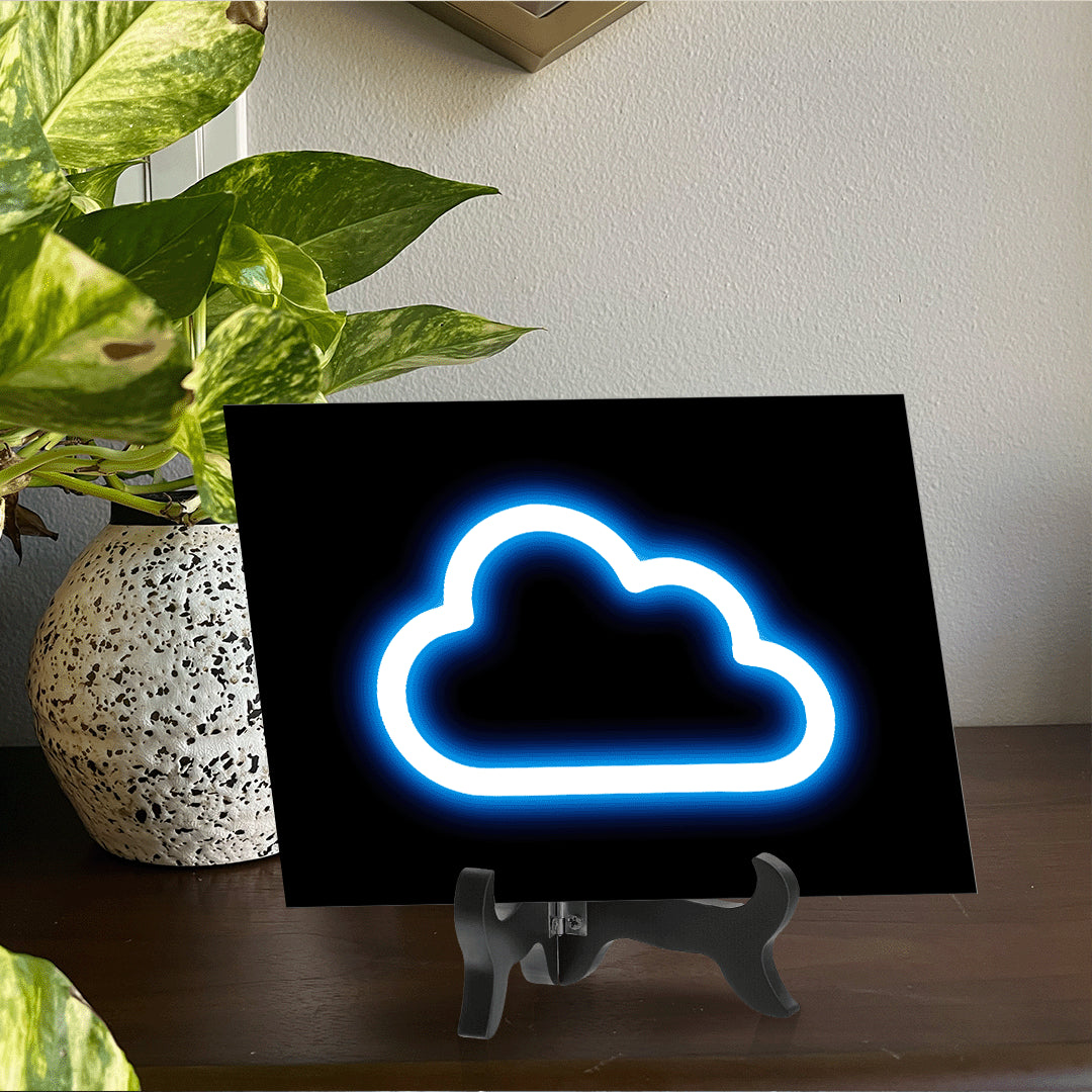 Cloud Neon Graphic Style Table Sign with Acrylic Stand (6x8“) | Live Streamer Gaming Themed Decoration
