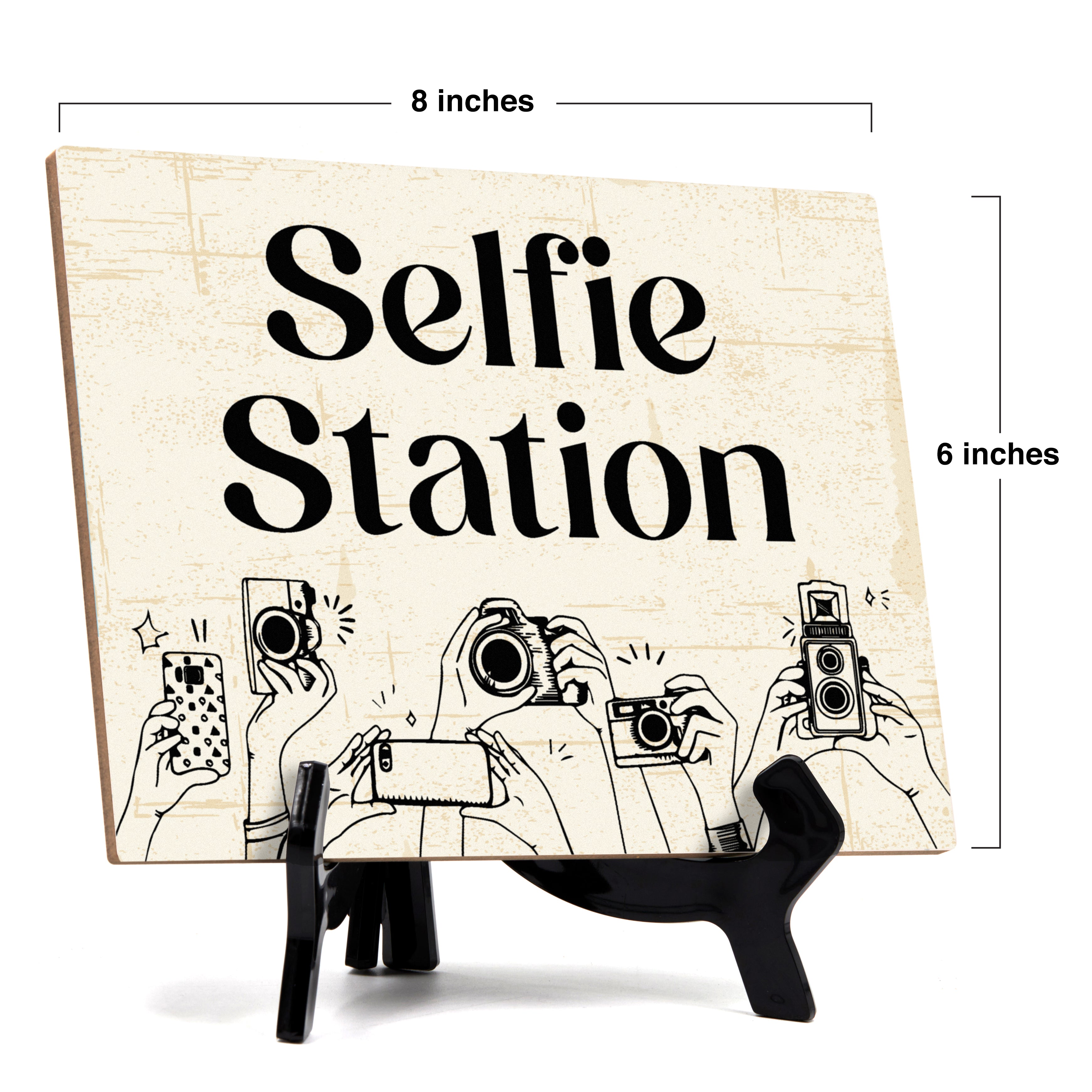 Signs ByLITA Selfie Station Wedding Decoration Table Sign with Acrylic Stand (6x8“)