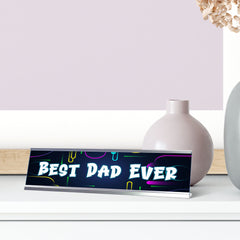 Signs ByLITA Best Dad Ever Silver Frame, Novelty Desk Sign (2x8?)