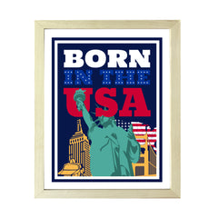 Designs ByLITA Born in the USA, Wall Print Art | USA Patriotic Decoration (Unframed or Framed)