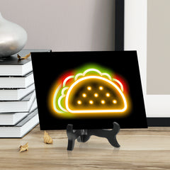 Taco Neon Graphic Style Table Sign with Acrylic Stand (6x8“) | Live Streamer Gaming Themed Decoration
