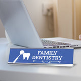 Signs ByLITA Family Dentistry Dental Office Decor Silver Frame, Desk Sign (2x8“)