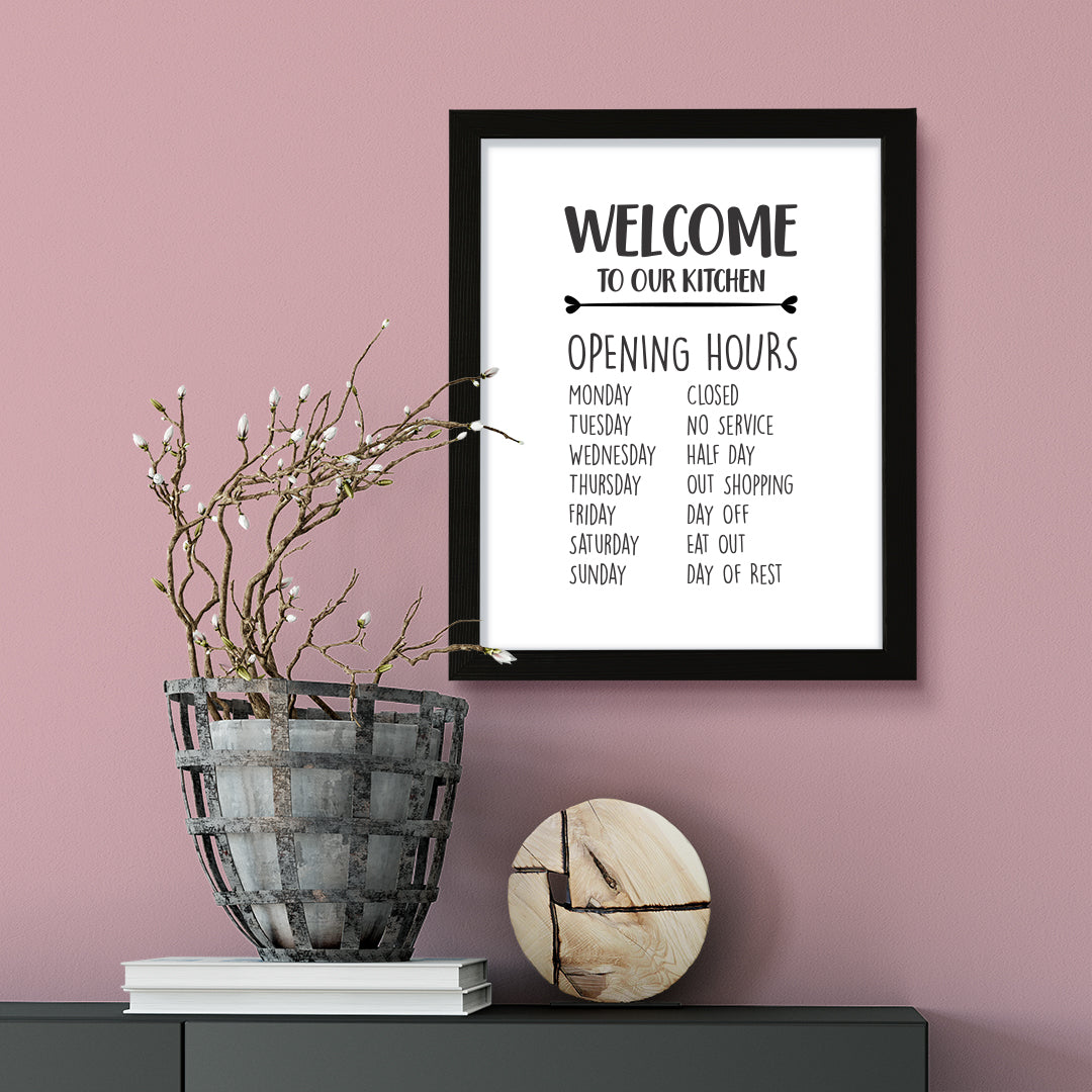 Welcome To Our Kitchen, Framed Wall Art, Home Décor Prints