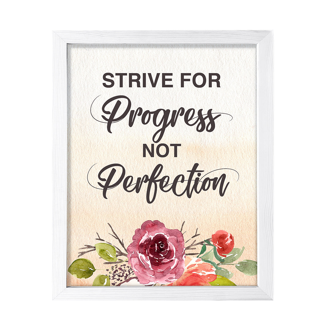 Strive for progress not perfection, Watercolor Framed Kitchen Wall Art