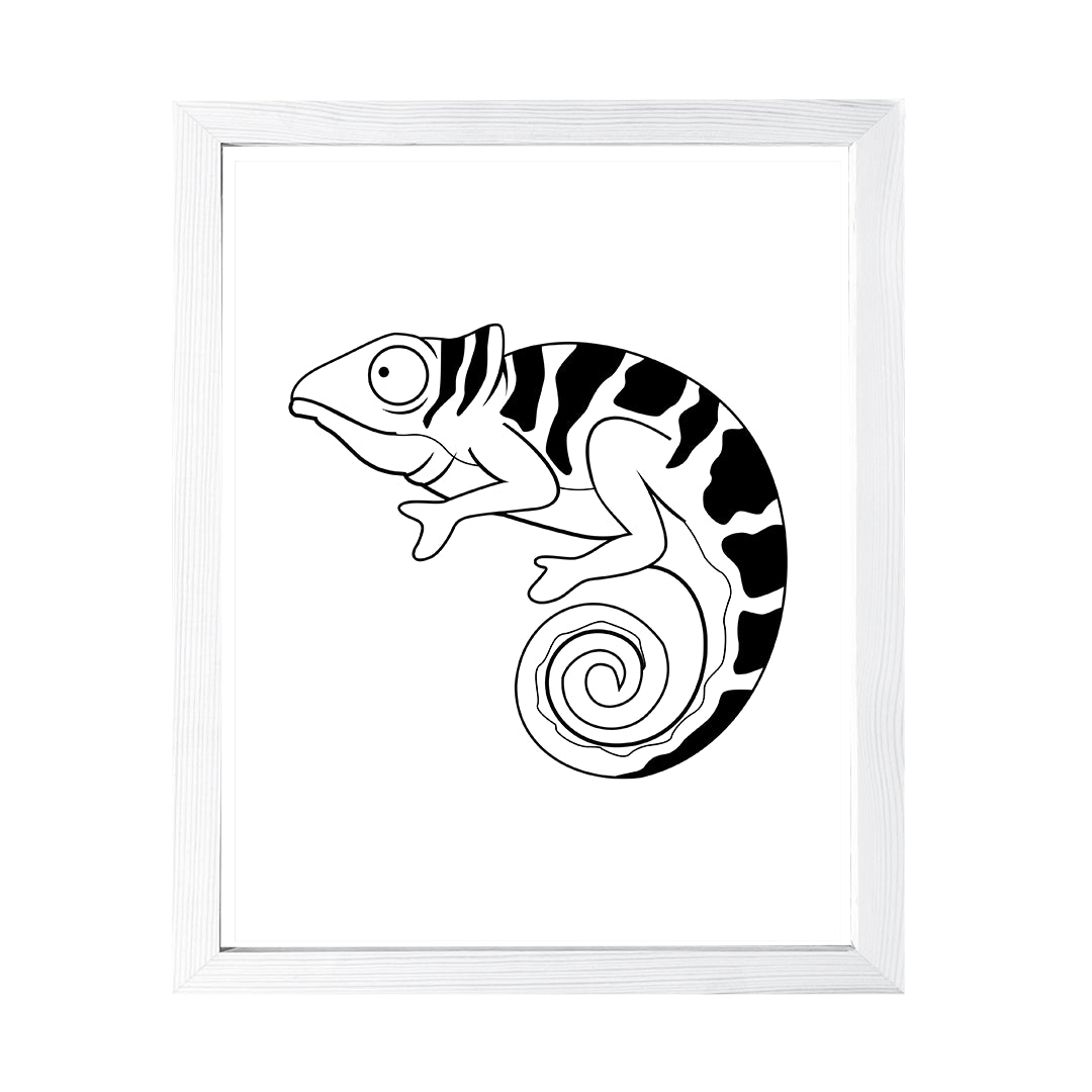 Designs ByLITA Chameleon Outlined version, Wall Print Animals Art | Family Presents | Bedroom | Stylish Kindergarten Decor