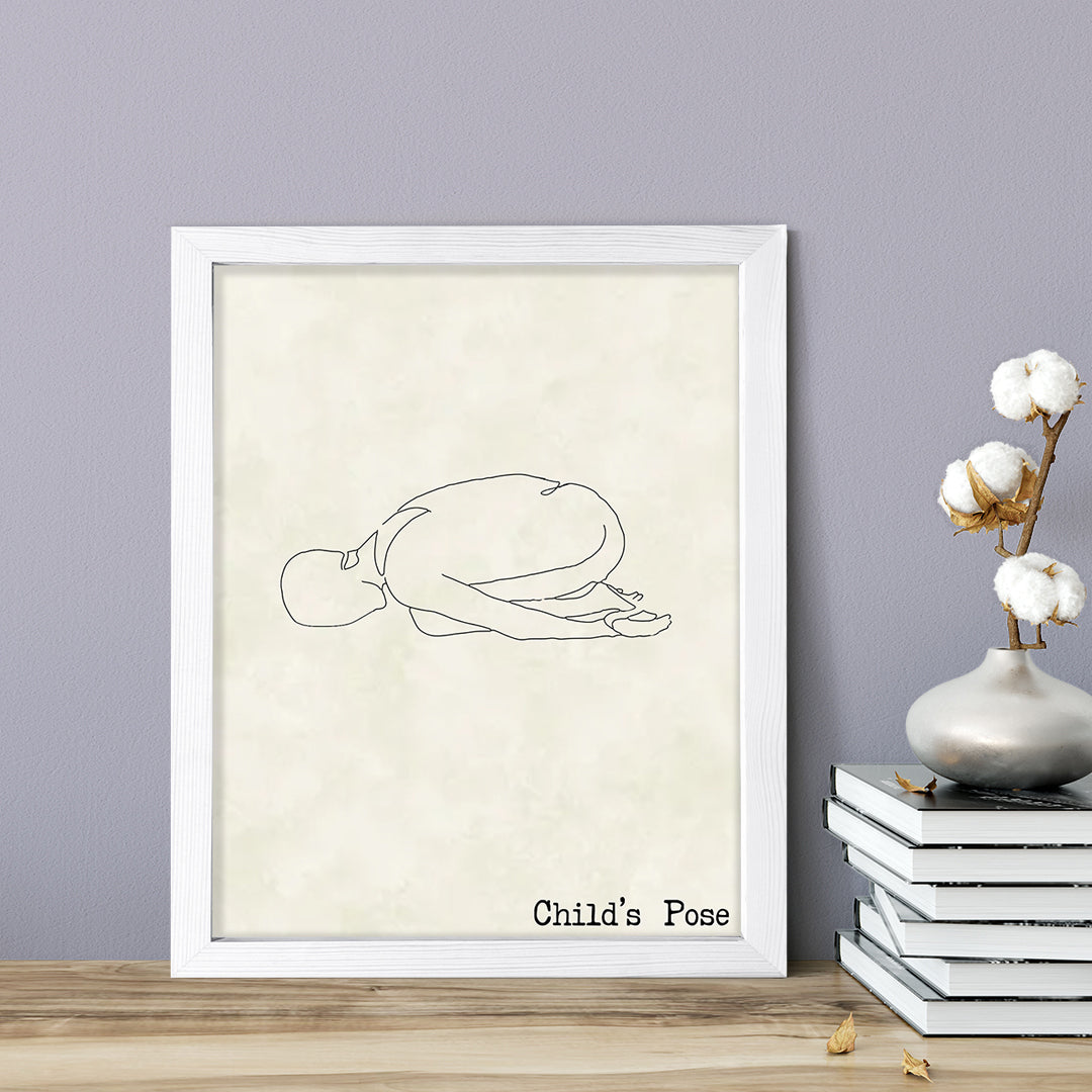 Child's Pose, FRAMED Print Yoga Wall Art