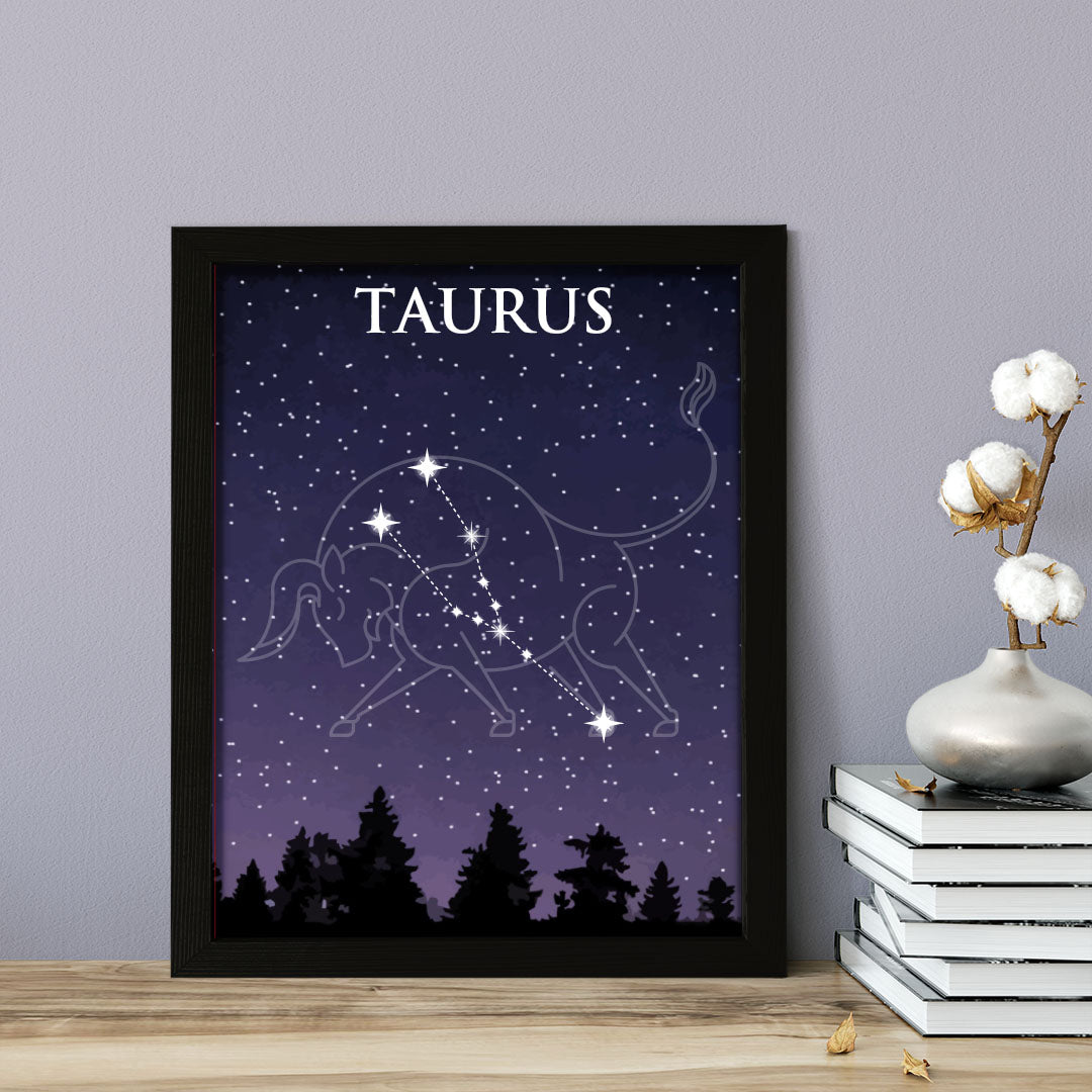 Designs ByLITA Taurus Zodiac Sign Night Sky, Wall Print Art | Home and Office Decor | Astrology Star Sign Bedroom Decoration | Perfect Gift