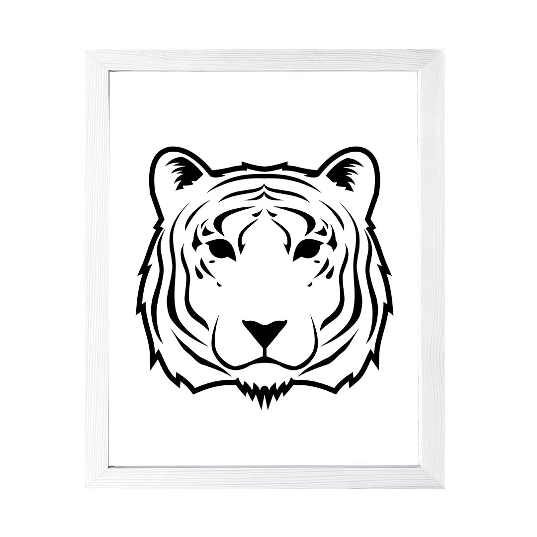 Designs ByLITA Tiger Outlined version, Wall Print Animals Art | Family Presents | Bedroom | Stylish Kindergarten Decor