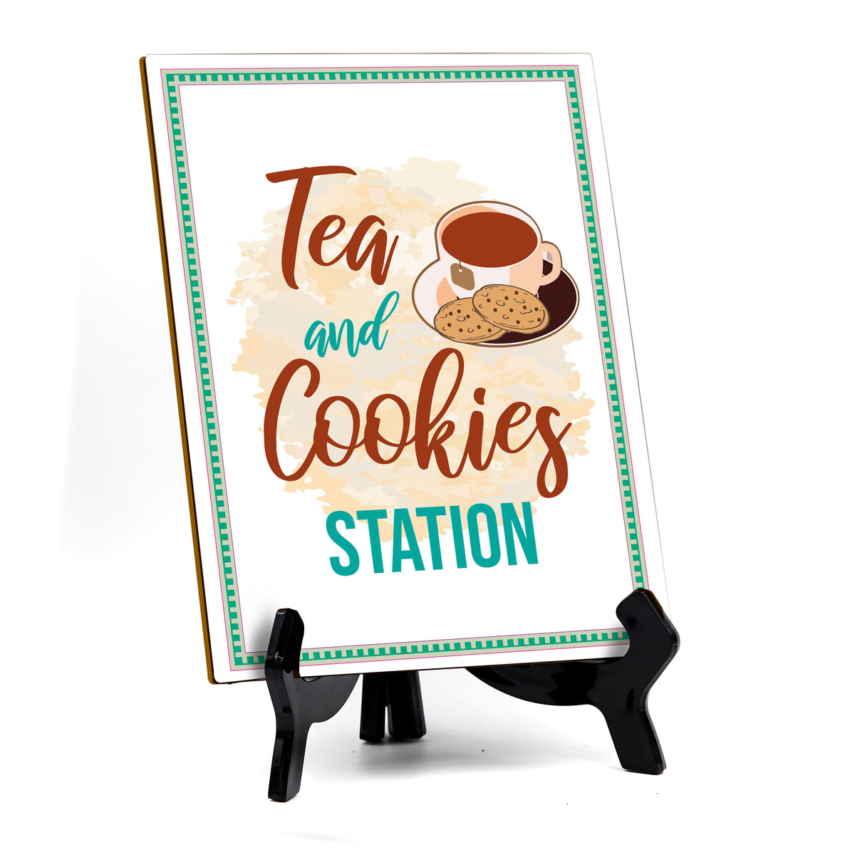 Signs ByLITA Tea and Cookies Station, Table Sign with Acrylic Stand (6x8“)