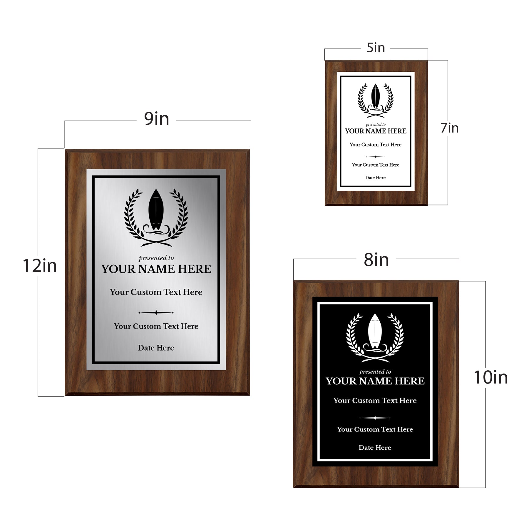 Surfing Customizable Wooden Award Plaque | Easel Mount Option | Achievement and Recognition Personalizable Plaques