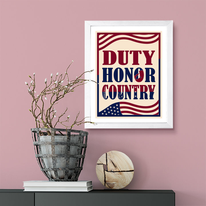 Designs ByLITA Duty, Honor, Country, Wall Print Art | USA Patriotic Decoration (Unframed or Framed)