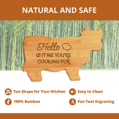 Hello Is It Me You're Cooking For (14.75 x 9.75") Cow Shape Cutting Board | Funny Decorative Kitchen Chopping Board