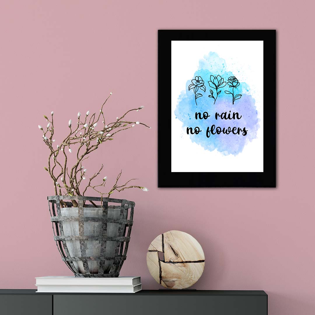 No Rain, No Flowers Decorative Wall Plaque (Full Color) | Positive Affirmation Inspiration Décor