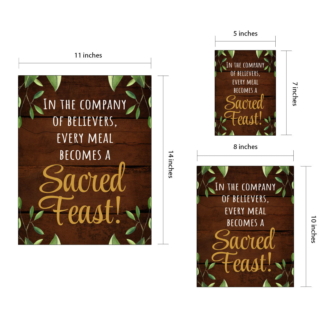 Designs ByLITA In The Company Of Believers, Every Meal Becomes A Sacred Feast!, Framed Wall Art Print | Religious Church & Home Decor