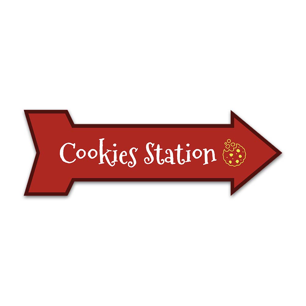 Arrow Shape Plus Cookies Station 12x4" Wall or Door Sign | Christmas Holiday Decoration