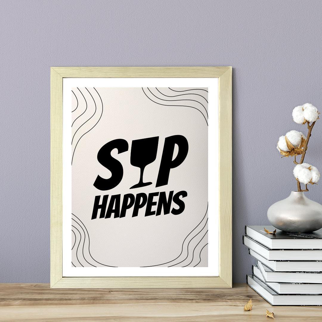 Designs ByLITA Sip Happens, Wall Print Art | Retro Bar Decoration
