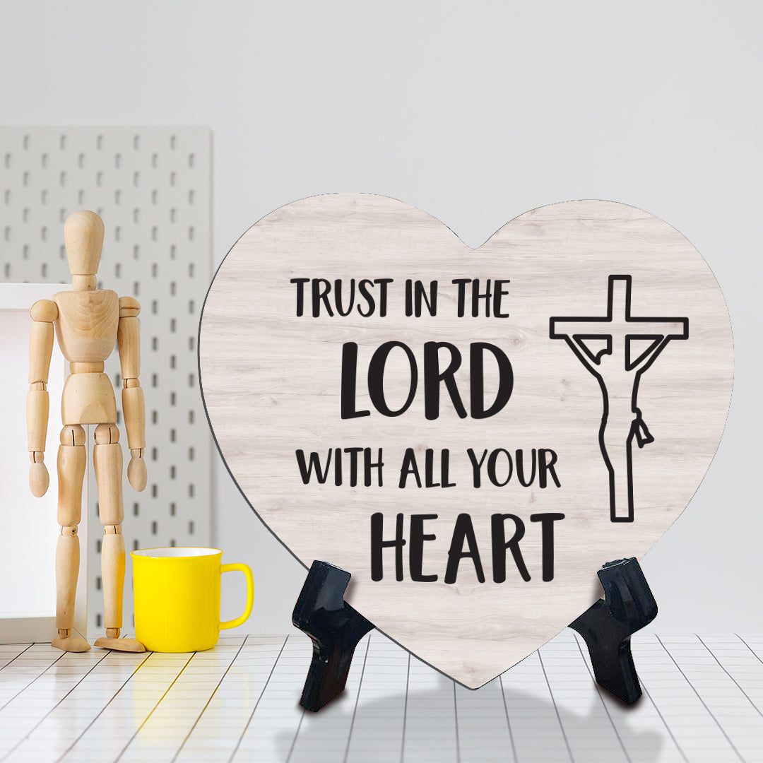 Sign ByLITA Heart Trust in the Lord with all your heart, Wood Color, Table Sign (6"x5")