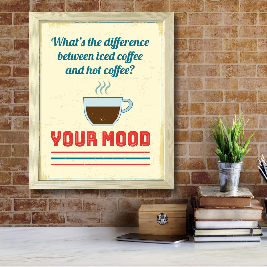 Signs ByLITA What’s the difference between iced coffee and hot coffee? Your Mood, UNFRAMED Print Inspirational Wall Art